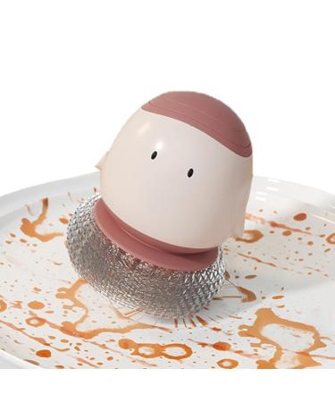 Soap Dispensing Palm Brush Soap Liquid Adding Washing Dish Scrubber Pot Brush Labor-Saving Dishwashing Humanized Brushes for Dish Cleaning Sink Kitchen Pot Haoying Red