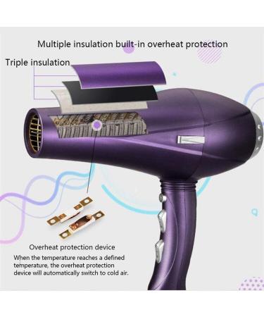 2300 Watt Powerful Hair Dryer with 2-Speed and 3 Temperature Settings Cool Shot Function Professional Salon Hairdryer Ionic AC Motor Blow Dryer with 2 Nozzle Fast Blow Dryer Purple Small Gift - Buy Online on GoSupps.com