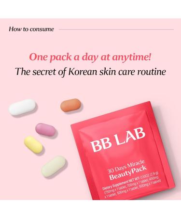 BB LAB 30 Days Miracle Beauty All-in-one Pack, Low Molecular Collagen, Elastin, Glutathione, Ceramide, Hyaluronic Acid, Multivitamins & Minerals, Calcium, Magnesium, Vitamin D - Buy Online on GoSupps.com