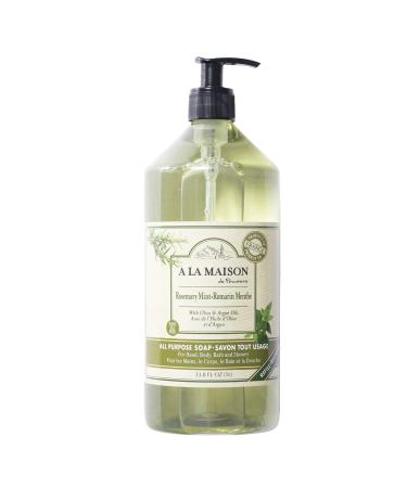 A La Maison Rosemary Mint Liquid Hand Soap | 33.8 oz. Pump Bottles Moisturizing Natural Hand Wash Soap | Triple French Milled | Gentle To Hands