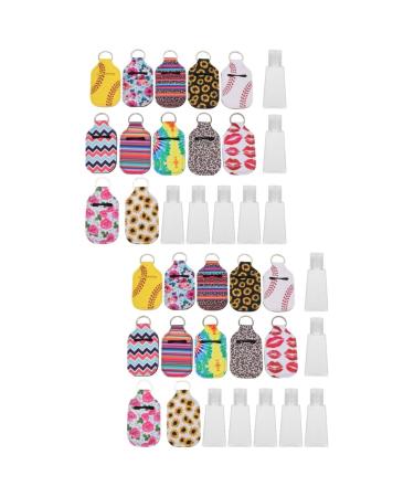 Lurrose 48 STK bottle set key trailer bottle holder Shampoo travel container Key trailer with empty bottles of portable travel bottles Washing detergent NEOPRES 10.5X6CMX2PCs different colors x 2 pieces