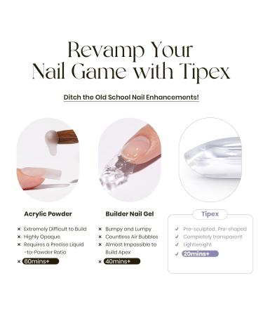 Tipex Nail Tips - Instant Apex Full Cover Gel Nail Tips | Strong Clear Press-On Nails | Short Square Acrylic False Nails (15 Sizes - Buy Online on GoSupps.com
