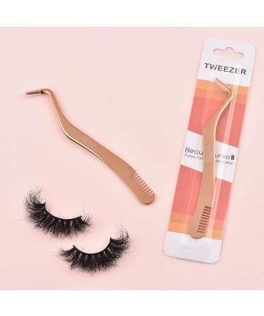 Clusters DIY Lash Applicator Lash Tweezers 2 in 1 Eyelash Applicator Tool Lash Tool with Comb DIY Eyelash Precise Applicator Lash Tweezer for False Eyelash (Rose Gold) - Buy Online on GoSupps.com