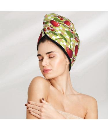 Quick-Dry Hair Towel Wrap with Button - Cute Cherries & Ladybirds Design | Perfect Hair Drying Turban - Buy Online on GoSupps.com