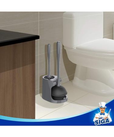 MR.SIGA Toilet Plunger and Bowl Brush Combo - Gray, 1 Set for Effective Bathroom Cleaning - Buy Online on GoSupps.com