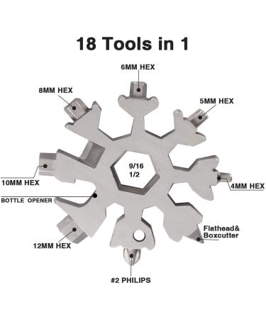 Multitool 18 In 1 Snowflake Multi tool for Outdoor Camping Survival Accessories- Stocking Stuffers Mens Gifts  Screwdriver - Hexagonal Spanner - Ring Spanner - Bottle Opener 3-Snowflake Multi Tool - Buy Online on GoSupps.com