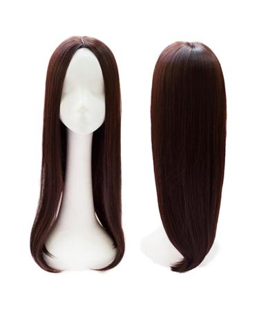 26" Long Straight Middle Part Clip On Wig for Women Dark Brown Thick 26" (Thick Type) Dark Brown