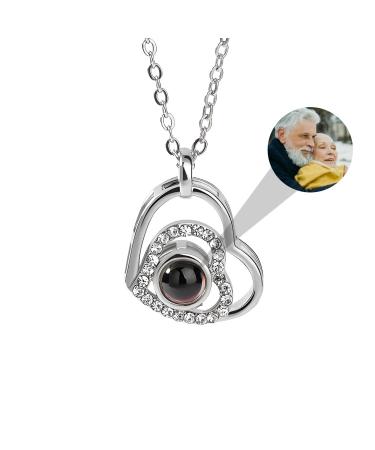 Drawelry Personalized Photo Projection Half Cam Heart Pet Pad Print Pop Wit with Picture In the Inner Women Halen Chain Reminder Schicken Gifts For Women Girls Heart Si