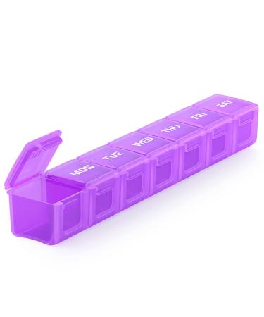 Extra Large Pill Organizer, Sukuos Weekly Pill Box, Pill Case, Medicine Organizer for Vitamins, Fish Oils or Supplements Purple