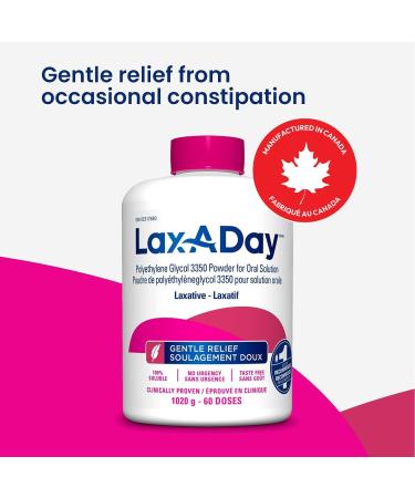 LAX-A-Day Powder Laxative No Taste, No Grit, No Sugar Relief of Occasional Constipation 60 Doses 1020g - Buy Online on GoSupps.com