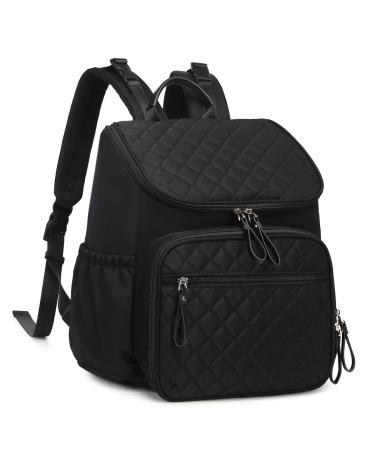 LORADI Large Capacity Diaper Bag Backpack with Storller Clips Water Resistant Travel Backpack with Anti-Theft Pocket Black