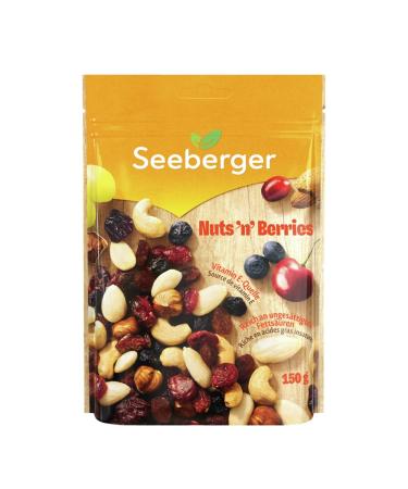 Seeberger Nuts 'n' Berries : Mix d amandes croquantes noix de cajou raisins sultanines cranberries cerises myrtilles et noisettes d cortiqu es vegan (1 x 150 g) amande 150 g (Lot de 1)