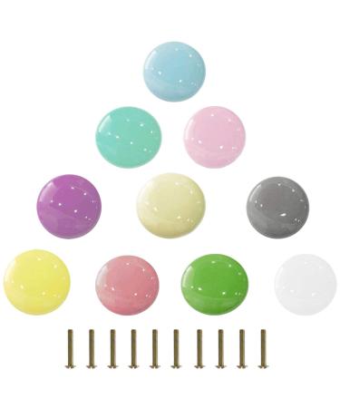 Mayula 10pcs ceramic door button Colorful cabinet buttons children's room furniture buttons cabinet buttons with screws with screws Furniture knob for children's children's room (blue/blue -green/light pink/purple/ivory/pink/green/white)