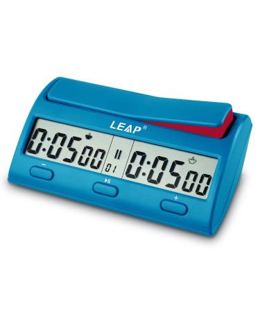 LEAP Chess Clock Advanced Digital Chess Timer with 7 Type 38 Timing Set Modes Including Single or Multi Period Countdown Restricted Moves or Time Function Blue