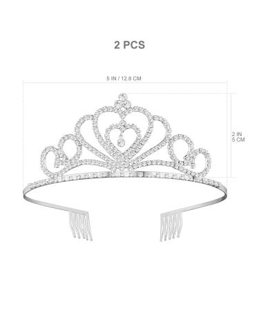 FRCOLOR Rhinestone Crystal Tiara Crown 2 Pack for Wedding, Bridal, Prom, Birthday, Pageant - Princess Tiara Headband - Buy Online on GoSupps.com