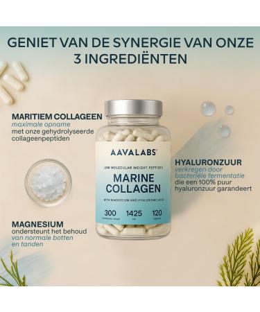 AAVALABS Marine collagen capsules with magnesium & hyaluronic acid Marine collagen with hyaluronic acid & pure collagen peptides 120 Marine Collagen capsules GMO gluten & lactose free - Buy Online on GoSupps.com