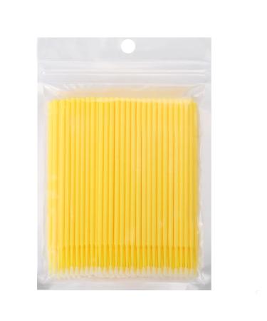 Micro Applicators Brushes 200pcs Fadvan Micro Brushes Disposable Applicator Eyelash Brushes Swabs for Eyelashes Extensions Pink Purple Yellow Blue Mascara Make Up Eyelash Brush (Yellow) 200 Yellow