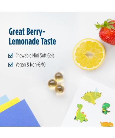 Nordic Naturals Children's DHA Vegetarian - Kids DHA Omega-3 Supplement -Algae Oil - Berry Lemonade Mini Chewables - Plant-Based Formula for Ages 3+ - 120 Soft Gels - 40 Servings 120 Count (Pack of 1) - Buy Online on GoSupps.com