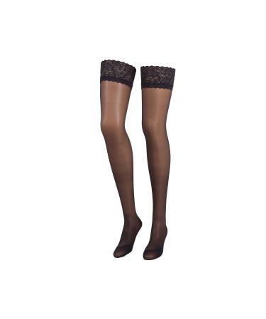 Compressana Calypso 140 The fine -knit support stockings with a lace ligament - effective support effect with approx. 15-18 mmHg compression (support class 3) - almost eye -catching fine and smooth stitch image - thigh stockings with adhesive tape - size 