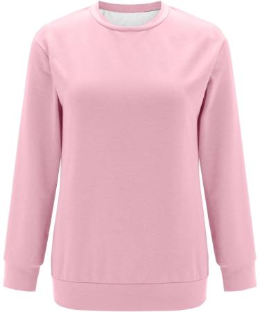 Yihaojia Women Long Sleeve Tops with Pockets Crewneck Lightweight Pullover Casual Tops Tunic Top Blouse with Pocket Pink#18 Medium - Buy Online on GoSupps.com