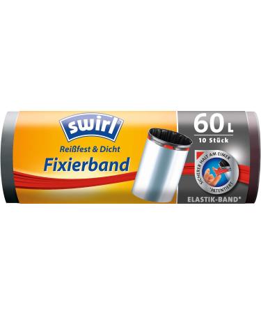 Swirl Fixing Tape Garbage Bags - 60L 10 Bags per Roll Anthracite (Pack of 4) - Eco-Friendly & Durable - Buy Online on GoSupps.com