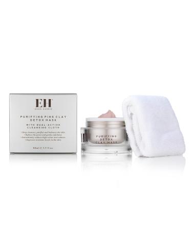 Emma Hardie Purifying Pink Clay Detox Mask with Dual Action Cleansing Cloth Clay Face Mask with Microfiber Makeup Remover Cloth with Moringa Vitamin C and Vitamin E