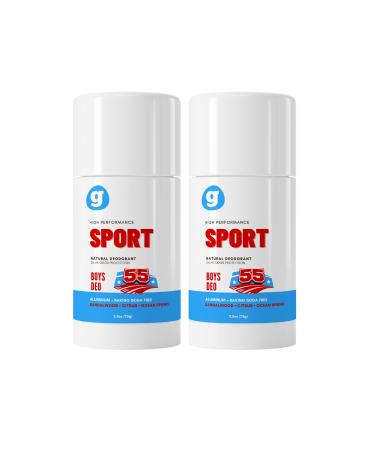 GrowingBasics Deodorant for Boys Ages 8 & Up (Set of 2) - SPORT A - High-Performance Natural Underarm Stick - Aluminum-Free - Prevent Body Odor - For a Kid or Teen Boy - Clean  Fresh  Cool - Grownish Ocean Spring