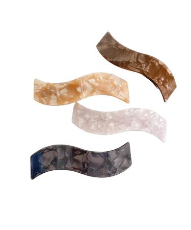 Hair Barrettes for Women 4 Pack Tortoise Shell Cellulose Acetate Barrettes French Design Hair Clip Large Rectangular Automatic Hair Pins for Women Girl Lady Fashion Ponytail Holders Barrettes Style 2