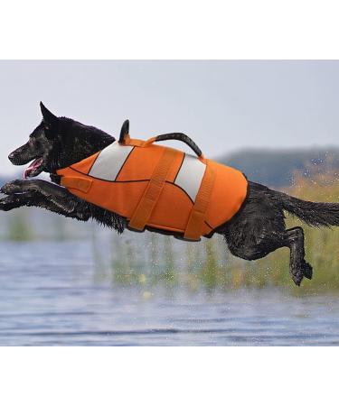 Wallpage Dog Lifeguard Vest - Classic Stripes Adjustable Tear-Resistant Strong Rescue Handle for Swimming & Boating - Orange M (Chest Girth: 53-65cm) - Buy Online on GoSupps.com