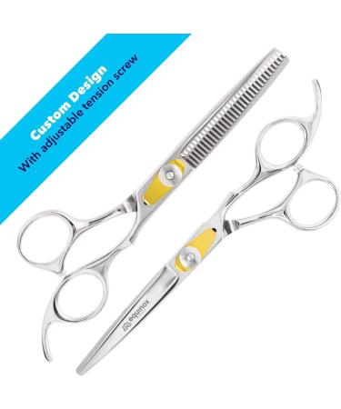 Equinox Professional Razor Edge Series - Barber Hair Cutting and Thinning/Texturizing Scissors/Shears Set - 6.5" Overall Length with Fine Adjustment Tension Screw - Japanese Stainless Steel - Buy Online on GoSupps.com