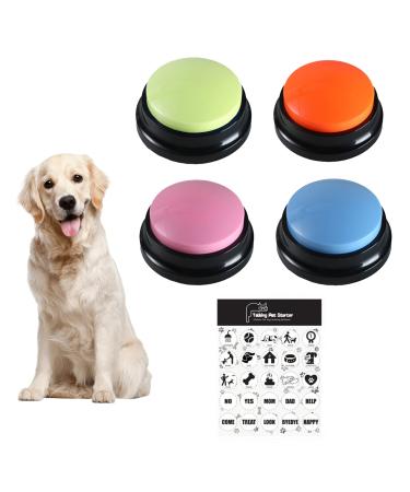 4 pieces of dog buttons for pets communication buttons buzzer with recording function sound button speaking buttons for dogs cats training family games