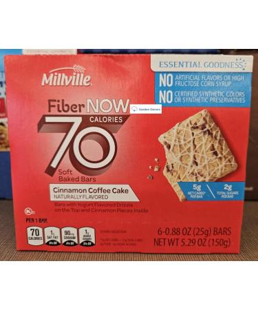 Fiber NOW Millville 70 Calories Soft Baked Bars Cinnamon Coffee Cake 5.29oz 150g