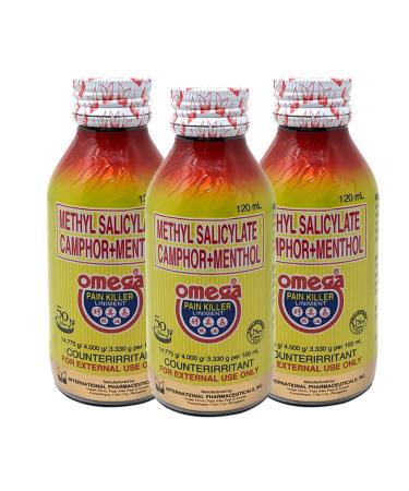 Methyl Salicylate Camphor+Menthol Omega Pain Killer Liniment 120mL (Pack of 3)