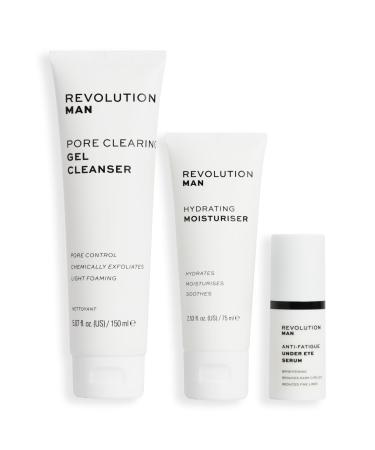 Revolution Man Ultimate Skincare Essentials Gift Set for Men Face Cleanser Moisturiser & Under Eye Serum Included