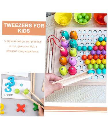 Nuobesty 8 STK Wooden Tweezers & Tongs - Ideal Early Learning Tools for Kids Snack Serving & Kitchen Use - Buy Online on GoSupps.com