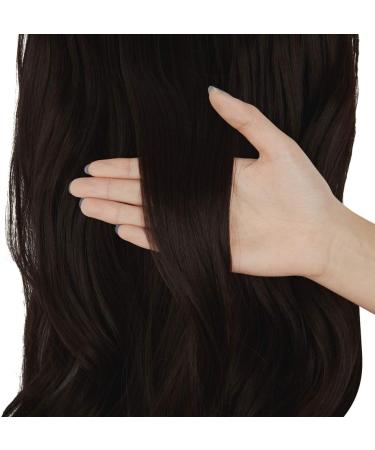 Dark Brown Halo Hair Extension 18 Inch Wavy Curly Synthetic Hairpiece - Heat Friendly Fiber - No Clip - OMGREAT - Buy Online on GoSupps.com