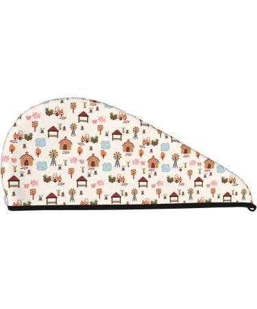 Cartoon Village Map Hair Towel - Super Absorbent Microfiber Wrap for All Hair Types | Quick Dry Coral Velvet for Women - Buy Online on GoSupps.com