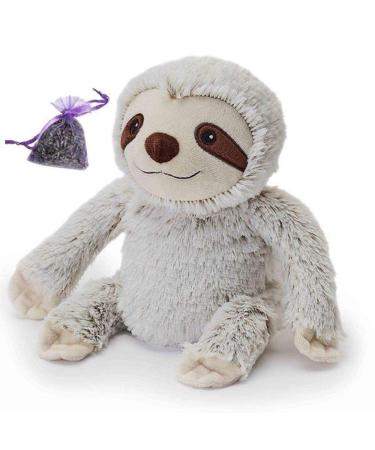 Warmies Intelex Microwavable Toys Puppy Sloth Elephant Hippo Heatable Warmer Soft Comforter Plus Lavender Filled Mini Bag (Marshmallow Sloth)