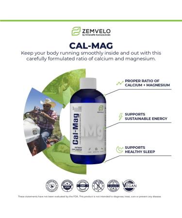 ZEMVELO Liquid Ionic Calcium and Magnesium Supplement with Boron Bone & Muscle Support Restful Sleep & Mood Support 48 Day Supply - Buy Online on GoSupps.com