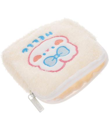 Healeved 2-Pack Women's Bandage Storage Bag - Stylish Organizer for Tampons & Outdoor Pads - White Plush Zipper Pouch (13x13cm) - Buy Online on GoSupps.com