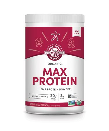 Manitoba Harvest Hemp Yeah! Organic Max Protein Powder, Unsweetened, 16oz; with 20g protein and 4.5g Omegas 3&6 per Serving, Keto-Friendly, Preservative Free, Non-GMO 16 Ounce (Pack of 1) - Buy Online on GoSupps.com