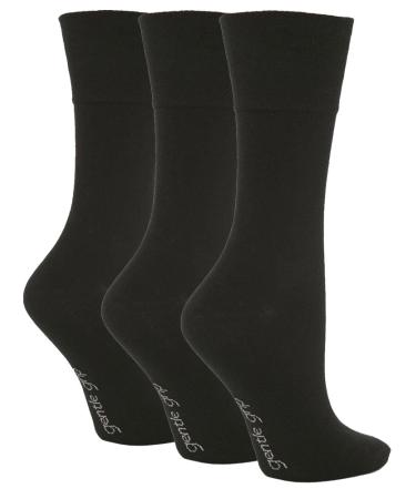 3 Pairs White Black Ladies Gentle Grip Loose Soft Top Diabetic Non Elastic Socks Size 4-8 4-8 Black