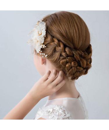 Elegant Flower Girl Hair Accessory - White Pearl Floral Hair Pin for Weddings & Parties - Buy Online on GoSupps.com