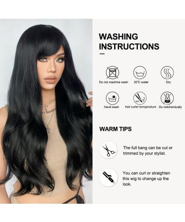 Buy Oefei 26-Inch Long Wavy Black Wigs with Ponytail | Heat-Resistant Synthetic Hair for Women | Perfect for Daily Wear Parties & Cosplay - International Shipping Available - Buy Online on GoSupps.com