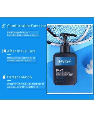 WIS Men Face Wash for Oily Skin - Hydrating Charcoal Cleanser Deep Cleaning Oil Control Anti-Acne 6.34 Fl.oz - International Shipping - Buy Online on GoSupps.com