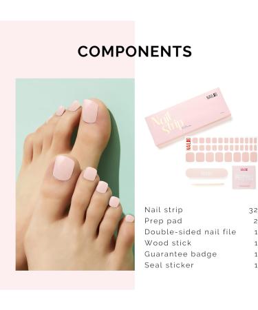 NAILOG Semi Cured Gel Nail Strips Toe Nail Polish Strips with Glossy Gel Finishing | 32 Pieces Long Lasting Pedi Nail Wrap | Beige Pink | Dusty Rose - Buy Online on GoSupps.com
