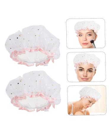 FOMIYES 2pcs Satin Hair Bonnet Shower Caps for Women - White | Hair Scarves for Women | Bath Hats 27X25X2CM - Buy Online on GoSupps.com