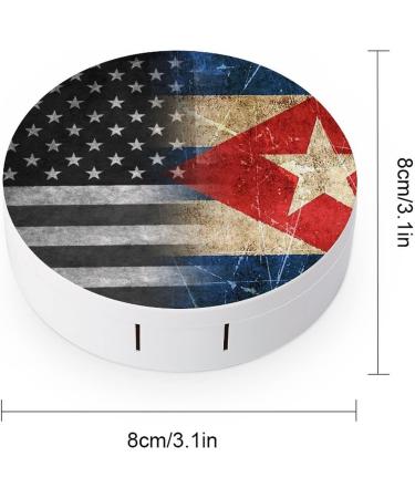 Vintage Black Ameriacn Cuban Flag Round Case For Contact Lens Kit Storage Box with Mirror Printed - Buy Online on GoSupps.com
