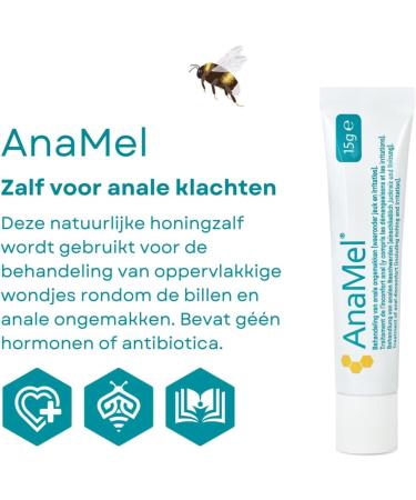 BAPMedical AnaMel Honey Ointment for anal discomfort such as hemorrhoids stains diaper rash anal eczema ointment anal itching and fissures - Buy Online on GoSupps.com