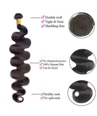 26 28 30 Inch Brazilian Body Wave Human Hair Bundles - 100% Unprocessed Weave in Natural Black Color - 300g - Buy Online on GoSupps.com